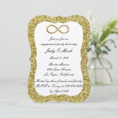 Gold Glitter Gold Infinity Engagement Party nodigt Kaart (Staand voorkant)