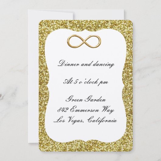 Gold Glitter Gold Infinity Reception Kaart (Voorkant)