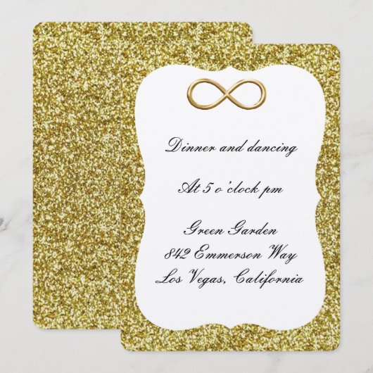 Gold Glitter Gold Infinity Reception Kaart (Voorkant / Achterkant)