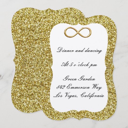 Gold Glitter Gold Infinity Reception Kaart (Voorkant / Achterkant)