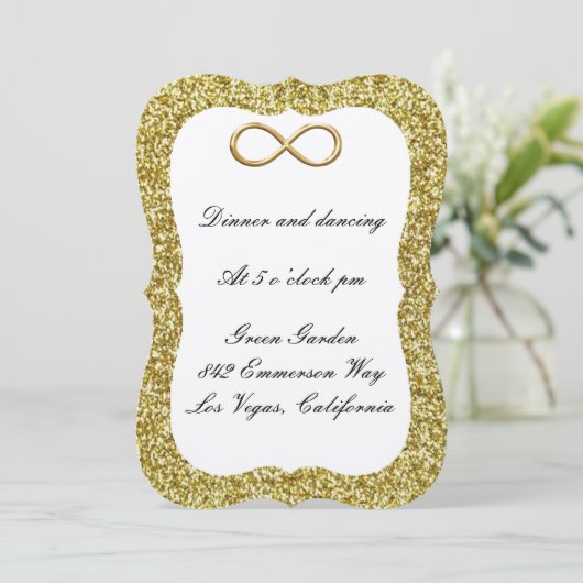 Gold Glitter Gold Infinity Reception Kaart (Staand voorkant)