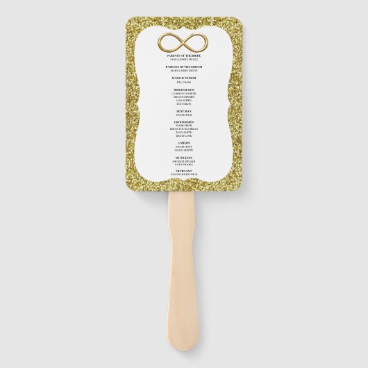 Gold Glitter Gold Infinity Trouwprogramma Fans Handwaaier (Achterkant)