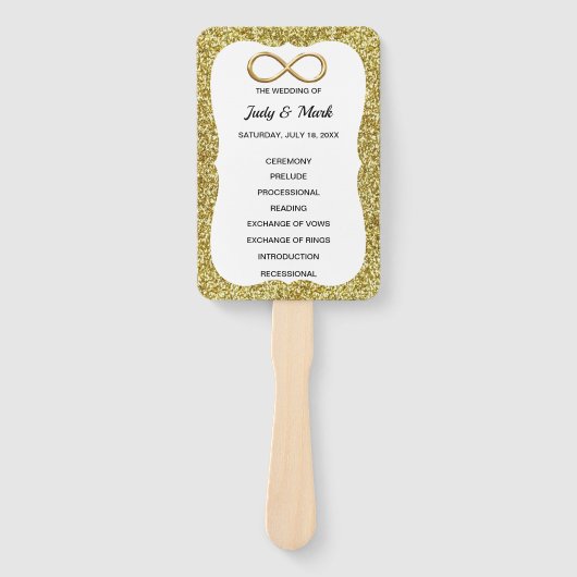 Gold Glitter Gold Infinity Trouwprogramma Fans Handwaaier (Voorkant)
