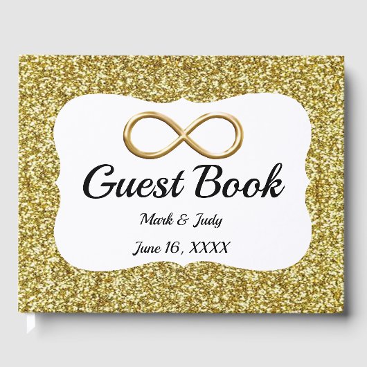 Gold Glitter Gold Infinity Wedding Guestbook Gastenboek (Voorkant)
