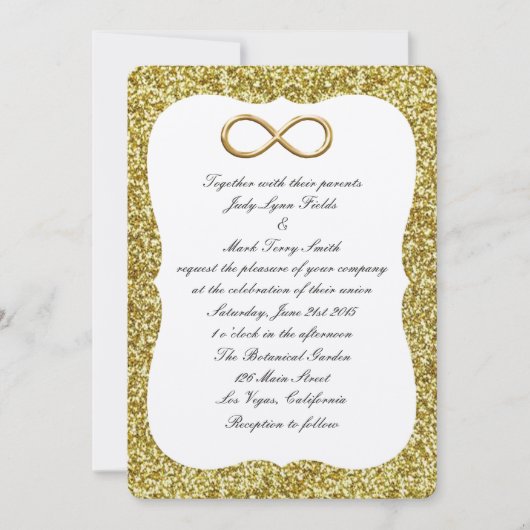Gold Glitter Gold Infinity Wedding Invitation Kaart (Voorkant)