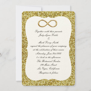Gold Glitter Gold Infinity Wedding Invitation Kaart