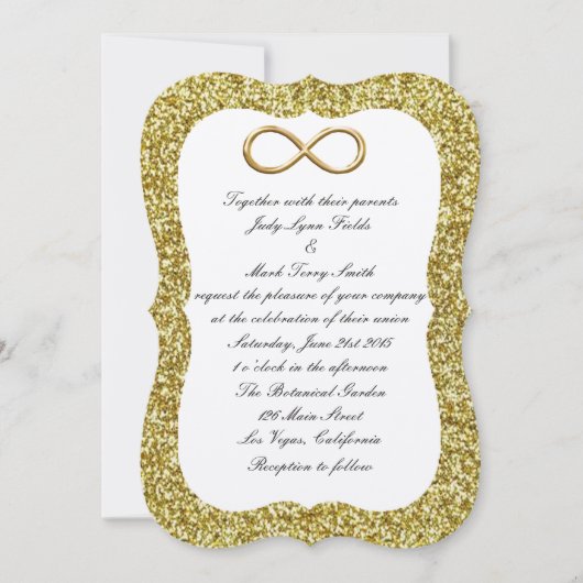 Gold Glitter Gold Infinity Wedding Invitation Kaart (Voorkant)