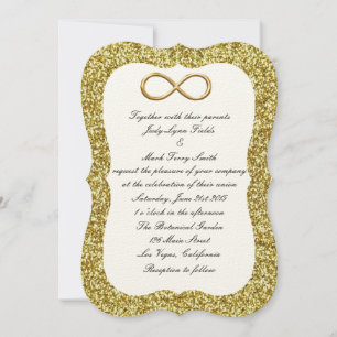 Gold Glitter Gold Infinity Wedding Invitation Kaart