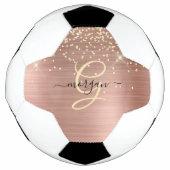 Gold Glitter, Gold Monogram, Black Script Name Voetbal (Voorkant)