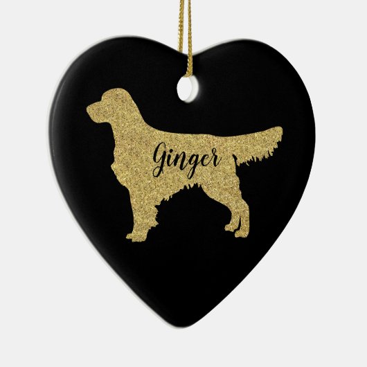 Gold Glitter Golden Retriever kerstversiering Keramisch Ornament (Rechts)