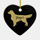 Gold Glitter Golden Retriever kerstversiering Keramisch Ornament (Voorkant)