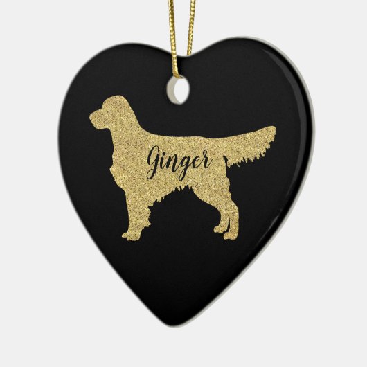 Gold Glitter Golden Retriever kerstversiering Keramisch Ornament (Links)