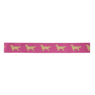 Gold Glitter Golden Retriever roze Satijnen Lint