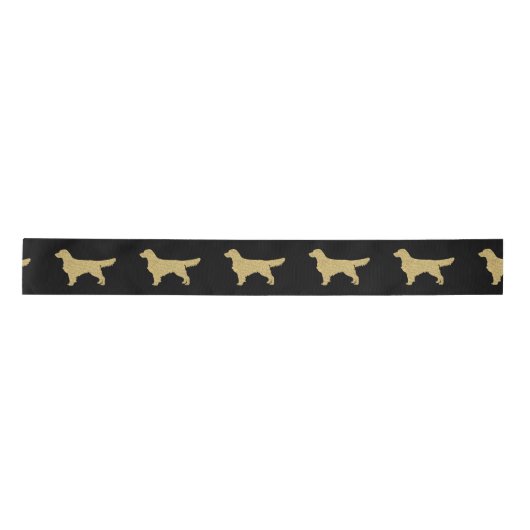 Gold Glitter Golden Retriever Satijnen Lint (Voorkant)