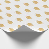Gold Glitter Graduation Cap Patroon Wit Cadeaupapier (Hoek)
