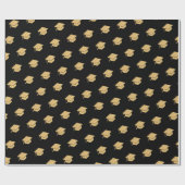 Gold Glitter Graduation Cap Patroon Zwart Cadeaupapier (Vlak)