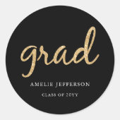 Gold Glitter Graduation Party Favor Ronde Sticker (Voorkant)