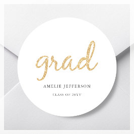 Gold Glitter Graduation Party Favor Ronde Sticker