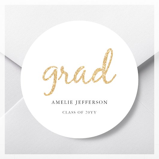 Gold Glitter Graduation Party Favor Ronde Sticker