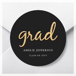 Gold Glitter Graduation Party Favor Ronde Sticker