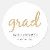 Gold Glitter Graduation Party Favor Ronde Sticker (Voorkant)