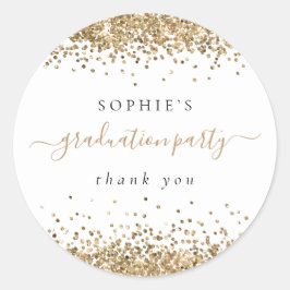 Gold Glitter Graduation Party Hartelijk dank Ronde Sticker