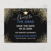 Gold Glitter Graduation Party Save the Date Invita (Voorkant)