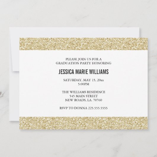 Gold Glitter Graduation Party uitnodigingen (Achterkant)