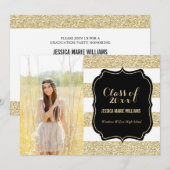 Gold Glitter Graduation Party uitnodigingen (Voorkant / Achterkant)