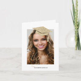 Gold Glitter Gradup Calligrafie Foto Bedankkaart