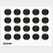 Gold Glitter Graduparty Black Hartelijk dank Ronde Sticker (Vel)