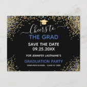 Gold Glitter Gradution Party Save the Date Briefkaart (Voorkant)