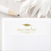 Gold Glitter Graduy Cap Diploma Return Address Etiket (Insitu)