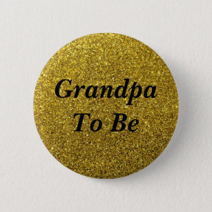 Gold Glitter Grandpa om Baby shower Button te zijn