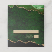 Gold Glitter Green Agate Wedding Place Card Plaatskaartje (Buitenkant ongevouwen)