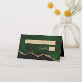 Gold Glitter Green Agate Wedding Place Card Plaatskaartje (Voorkant)