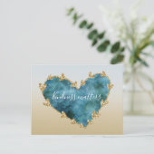 Gold Glitter Green Blauwgroen Aqua Blue Earth Hear Briefkaart (Staand voorkant)