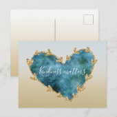Gold Glitter Green Blauwgroen Aqua Blue Earth Hear Briefkaart (Voorkant / Achterkant)