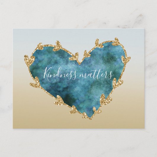 Gold Glitter Green Blauwgroen Aqua Blue Earth Hear Briefkaart (Voorkant)