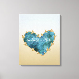 Gold Glitter Green Blauwgroen Aqua Blue Earth Hear Canvas Afdruk