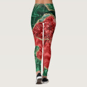 Gold Glitter Green en Red Glam-kerstpatroon Leggings (Achterkant)