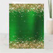 Gold Glitter Green Folie Big Happy Birthday Kaart (Achterkant)