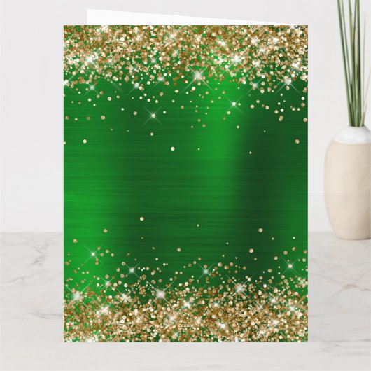 Gold Glitter Green Folie Big Happy Birthday Kaart (Achterkant)