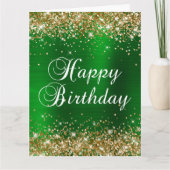 Gold Glitter Green Folie Big Happy Birthday Kaart (Voorkant)