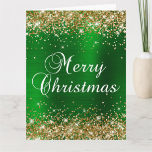 Gold Glitter Green Folie Big Merry kerst Kaart