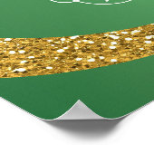 Gold Glitter Green Metallic Wedding Welkom Poster (Hoek)