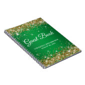 Gold Glitter Green Ombre 50th Birthday Guestbook Notitieboek (Rechterzijde)