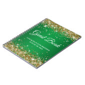 Gold Glitter Green Ombre 50th Birthday Guestbook Notitieboek (Linkerzijde)