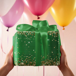 Gold Glitter Green Ombre Folie Holiday Inpakpapier Vel