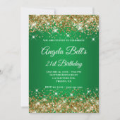 Gold Glitter Green Ombre Monogram 21ste verjaardag Kaart (Voorkant)